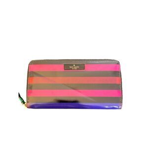 Kate Spade New York Women's Black Harding Fiesta Stripe Clutch Wallet